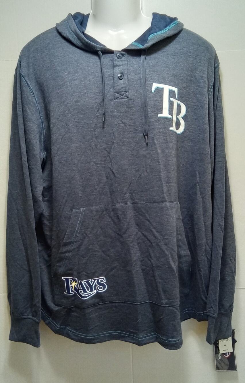 Tampa Bay Rays True Fan LS 2 Button Hoodie Shirt Adult XL